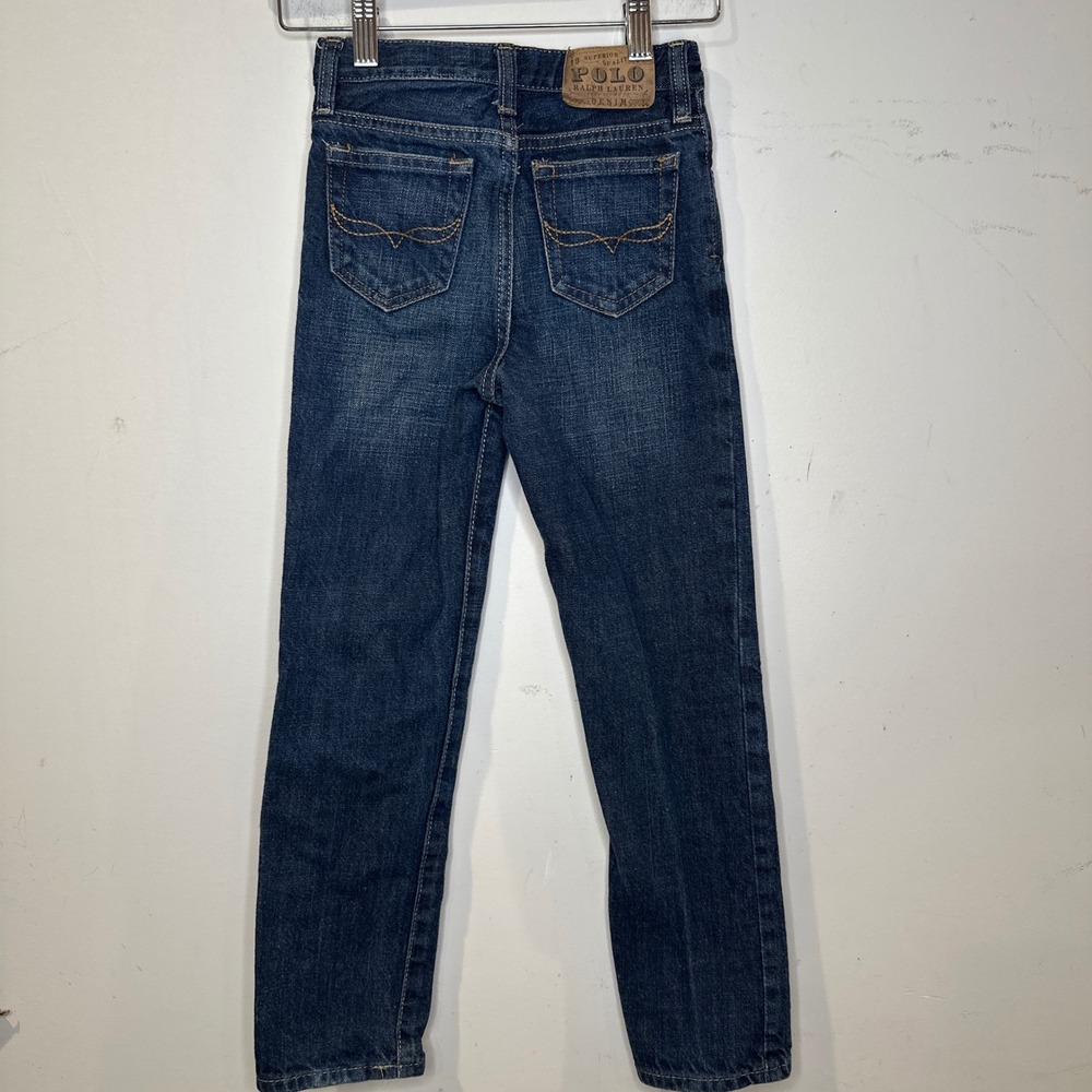 Preppy Kids Polo Ralph Lauren Dark Straight Leg Denim Jeans 7 Adjustable Waist